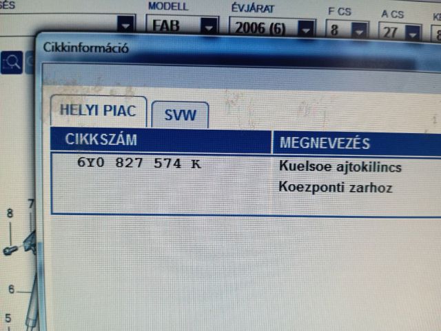 bontott SKODA FABIA I Csomagtérajtó Kapcsoló