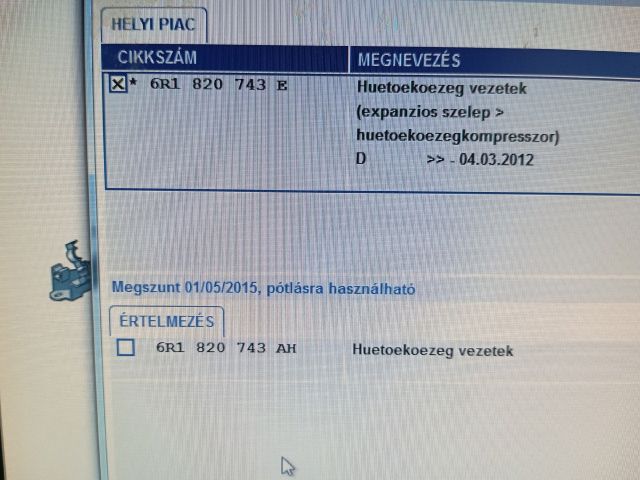 bontott SKODA FABIA II Klíma Cső