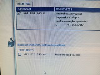 bontott SKODA FABIA II Klíma Cső