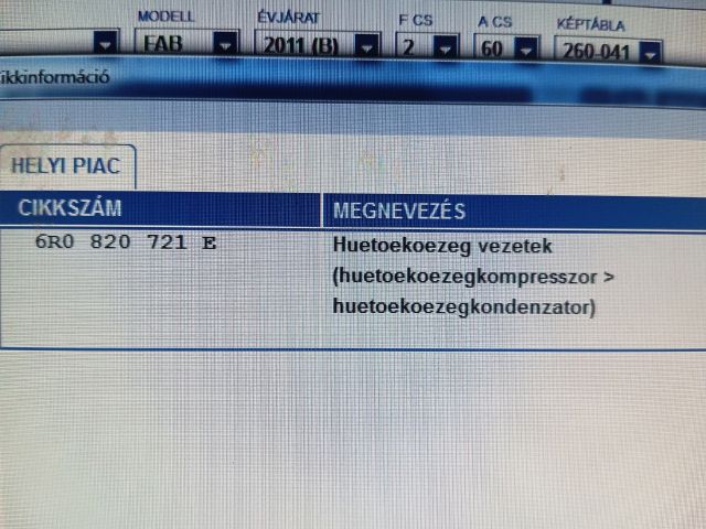 bontott SKODA FABIA II Klíma Cső