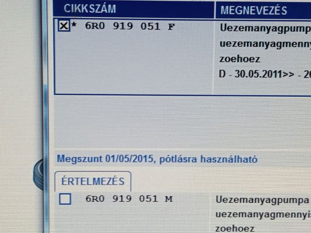 bontott SKODA FABIA II Üzemanyag Szivattyú