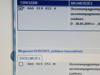 bontott SKODA FABIA II Üzemanyag Szivattyú