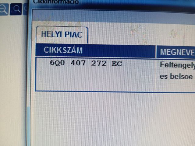 bontott SKODA FABIA II Jobb Féltengely