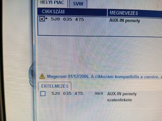 bontott SKODA FABIA II AUX Csatlakozó