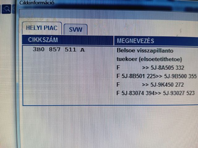 bontott SKODA FABIA II Belső Visszapillantó Tükör