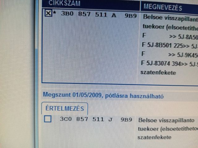 bontott SKODA FABIA II Belső Visszapillantó Tükör