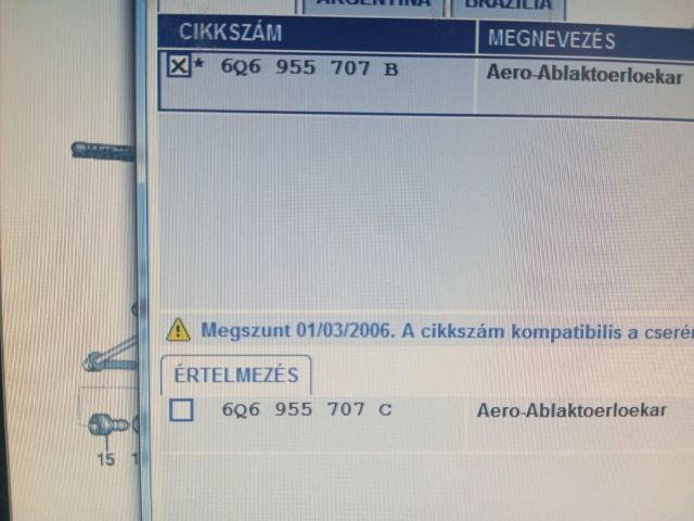 bontott SKODA FABIA II Hátsó Ablaktörlő Kar