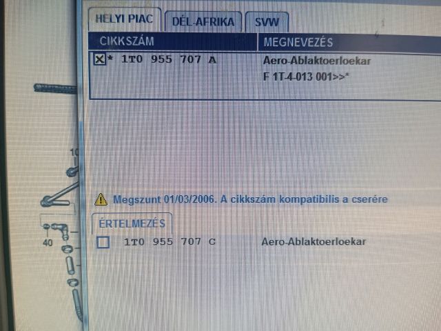 bontott SKODA FABIA II Hátsó Ablaktörlő Kar