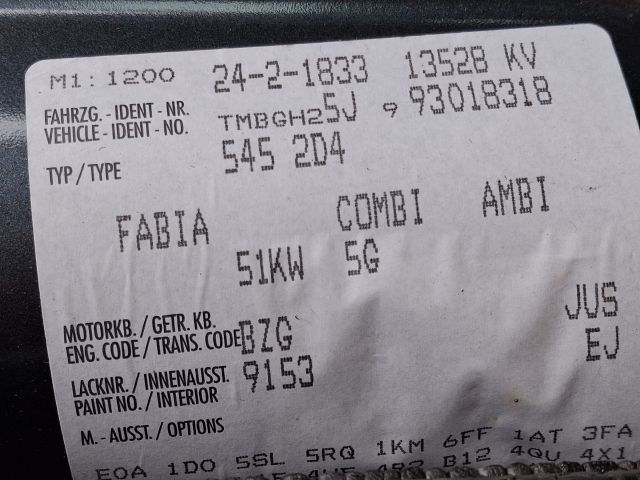 bontott SKODA FABIA II Jobb C Oszlop