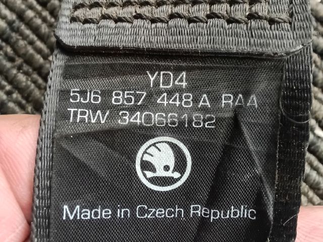 bontott SKODA FABIA II Jobb hátsó Biztonsági Öv