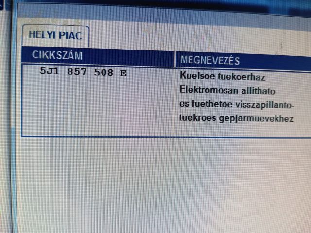 bontott SKODA FABIA II Jobb Visszapillantó Tükör (Elektromos)