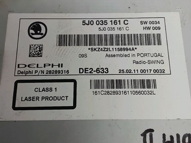 bontott SKODA FABIA II Rádió / CD