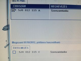 bontott SKODA FABIA II Szerszámkészlet