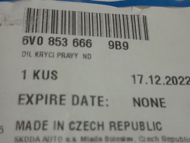 bontott SKODA FABIA III Jobb első Lökhárító Díszléc