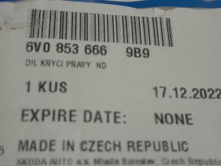 bontott SKODA FABIA III Jobb első Lökhárító Díszléc