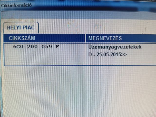 bontott SKODA FABIA III Üzemanyagcső