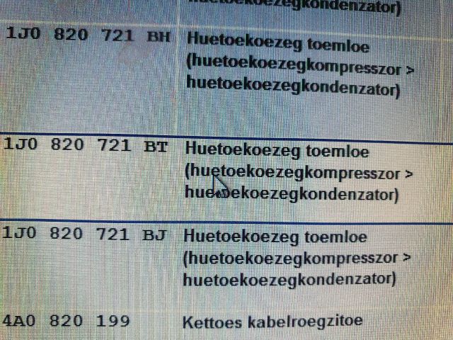 bontott SKODA OCTAVIA I Klíma Cső