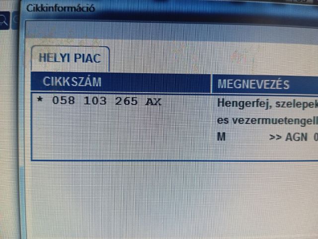 bontott SKODA OCTAVIA I Hengerfej