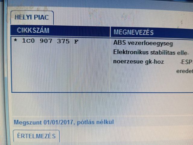 bontott SKODA OCTAVIA I ABS Kocka