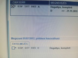 bontott SKODA OCTAVIA II Dugattyú, Hajtókar és Főtengely