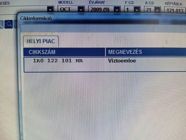 bontott SKODA OCTAVIA II Vízcső