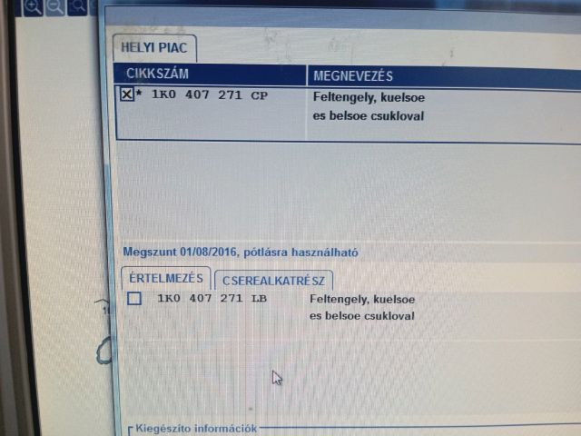 bontott SKODA OCTAVIA II Bal Féltengely