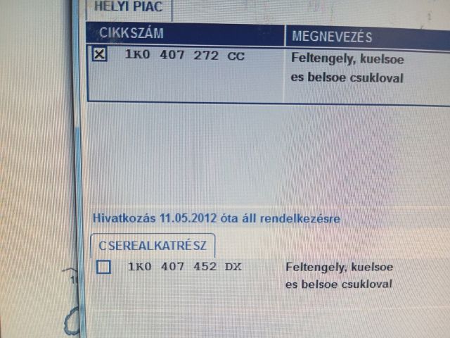 bontott SKODA OCTAVIA II Jobb Féltengely