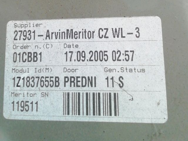 bontott SKODA OCTAVIA II Bal első Ablakemelő Szerkezet (Elektromos)