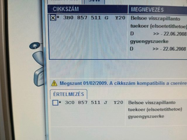 bontott SKODA OCTAVIA II Belső Visszapillantó Tükör