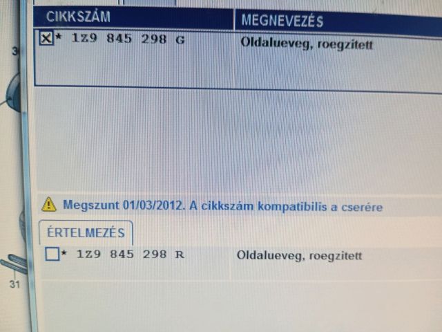 bontott SKODA OCTAVIA II Jobb C Oszlop Oldalablak Üveg