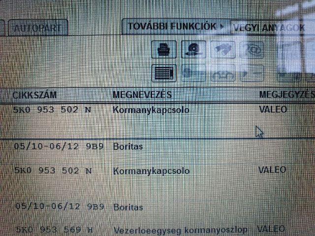 bontott SKODA OCTAVIA II Komplett Kormánykapcsoló (Bajuszkapcsoló)