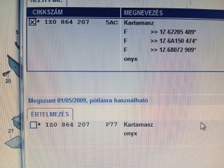 bontott SKODA OCTAVIA II Könyöklő