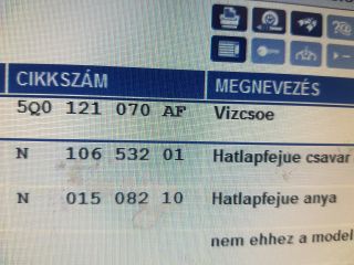 bontott SKODA OCTAVIA III Vízcső