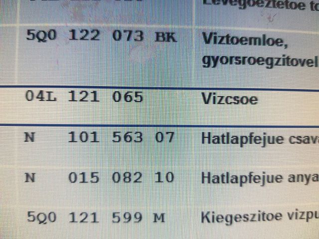 bontott SKODA OCTAVIA III Vízcső