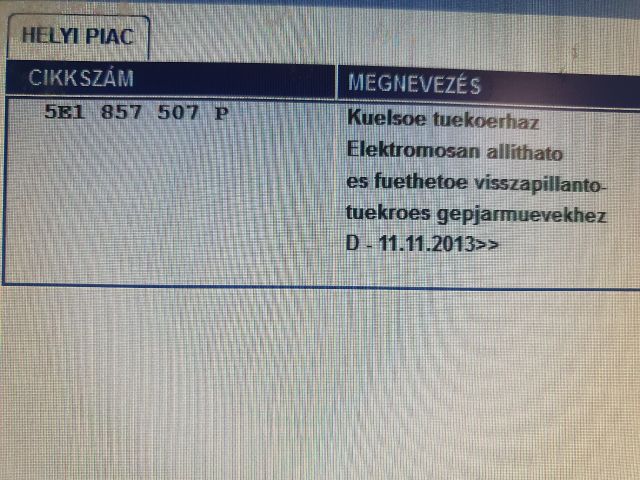 bontott SKODA OCTAVIA III Bal Visszapillantó Tükör (Elektromos)