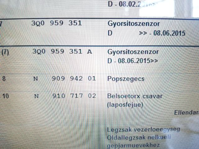 bontott SKODA OCTAVIA III Gyorsulás Jeladó