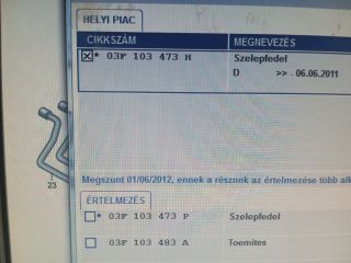 bontott SKODA RAPID Vezérműtengely Házzal