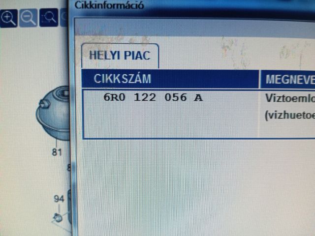 bontott SKODA RAPID Vízcső