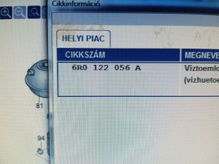 bontott SKODA RAPID Vízcső