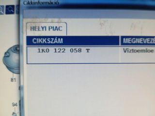 bontott SKODA RAPID Vízcső