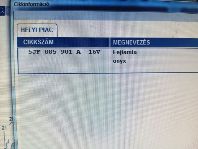 bontott SKODA RAPID Bal hátsó Fejtámla