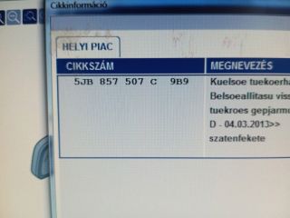 bontott SKODA RAPID Bal Visszapillantó Tükör (Elektromos)