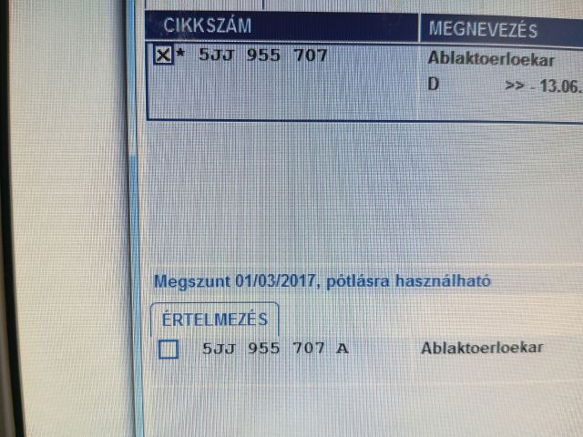 bontott SKODA RAPID Hátsó Ablaktörlő Kar