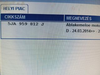 bontott SKODA RAPID Jobb első Ablakemelő Motor