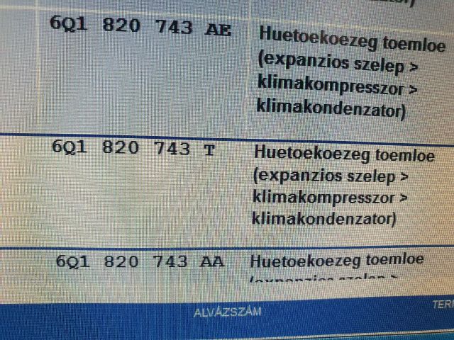 bontott SKODA ROOMSTER Klíma Cső