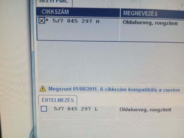 bontott SKODA ROOMSTER Bal C Oszlop Oldalablak Üveg