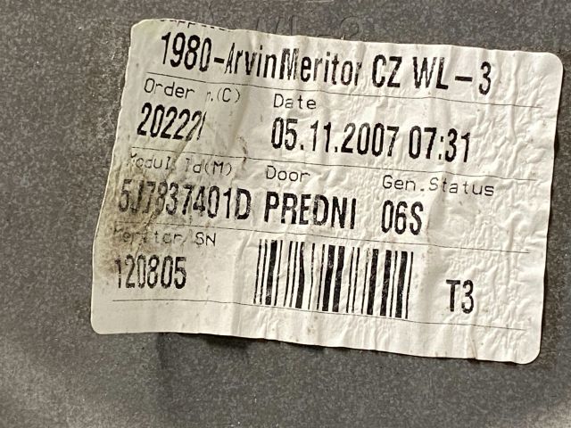 bontott SKODA ROOMSTER Bal első Ablakemelő Szerkezet (Elektromos)