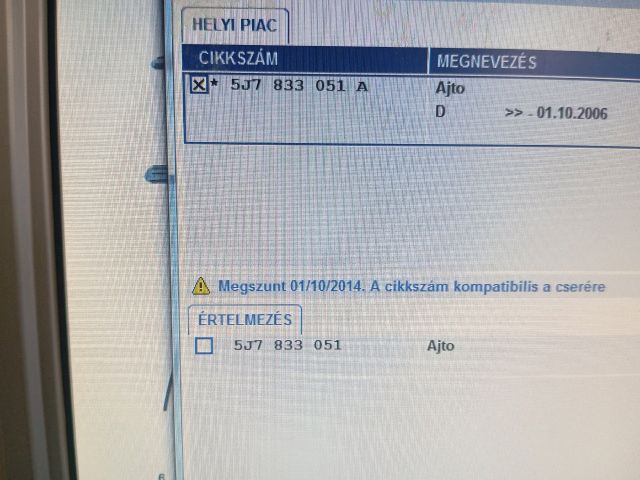 bontott SKODA ROOMSTER Bal hátsó Ajtó (Üres lemez)