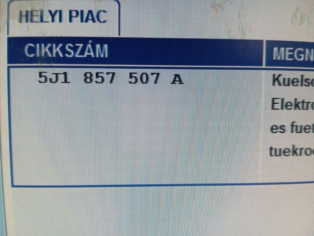 bontott SKODA ROOMSTER Bal Visszapillantó Tükör (Elektromos)