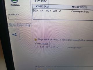 bontott SKODA ROOMSTER Csomagtérajtó (Üres lemez)